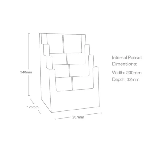 4 Tier A4 Portrait Brochure Holder